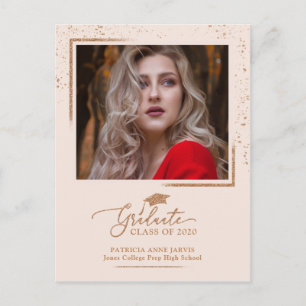 Elegante Abschlussankündigung Roségold Glitter Postkarte