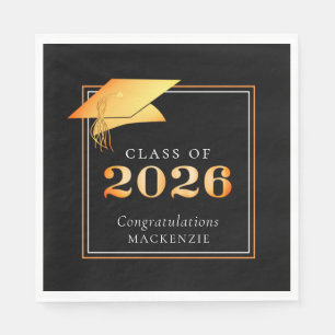 Elegante Abschlussfeier 2026 Falsches Metallic Ora Serviette