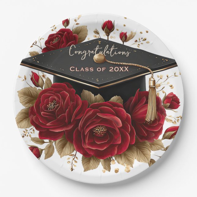 Elegante Abschlussfeier • Goldschrift  Pappteller (Vorderseite)