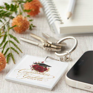 Elegante Abschlussfeier • Goldschrift  Schlüsselanhänger