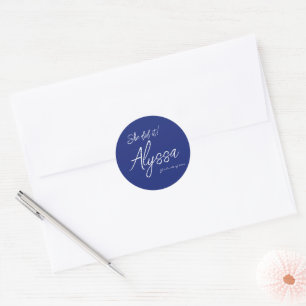 Elegante Abschlussfeier in Navy Blau Sie hat es ge Runder Aufkleber