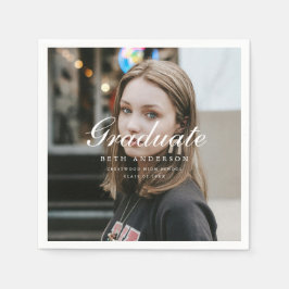 Elegante Abschlussfeier mit vollem Foto und Schrif Serviette