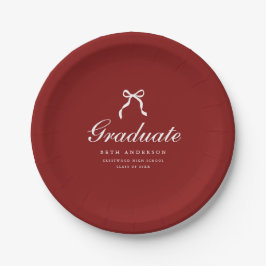 Elegante Abschlussfeier Weinrote Kokette Schleife Pappteller
