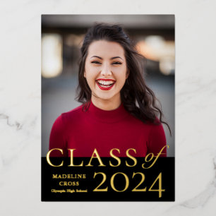Elegante Abschlussklasse 2023-Abschluss Gold Folieneinladung