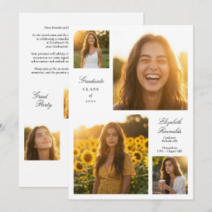 Elegante Abschlussklasse 2026 Mehrfach-Foto-Abschl Einladung