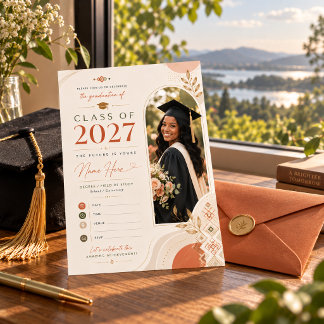 Elegante Abschlussklasse 2027 Foto-Abschluss-Einla Einladung