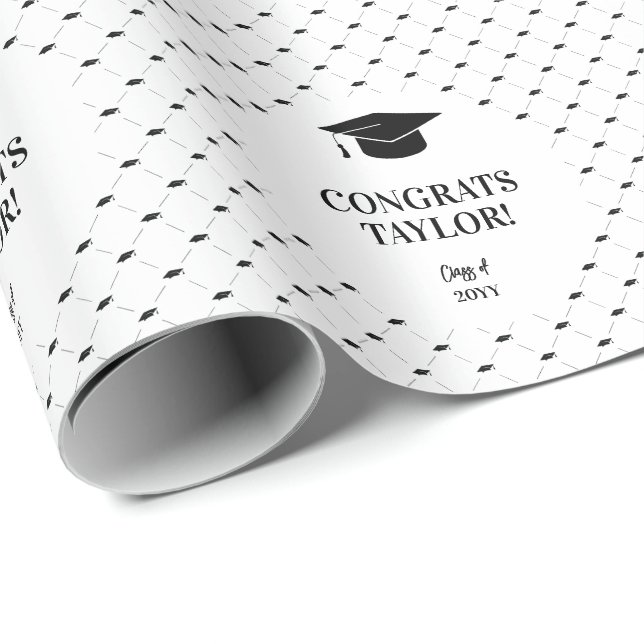 Elegante Abschlussmütze Personalisiert Geschenkpapier (Rolleneckpunkt)