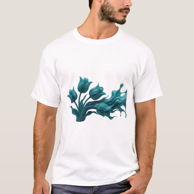 Elegante ABSTRACTE BLUME Tragbare Kunst T-Shirt (Vorderseite)