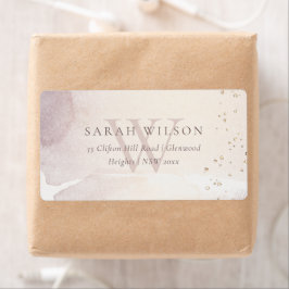 Elegante Abstrakt Gold Lila Monogram-Adresse