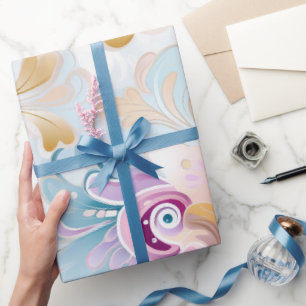 Elegante Abstrakt Pastel Paisley Lila Floral Geschenkpapier