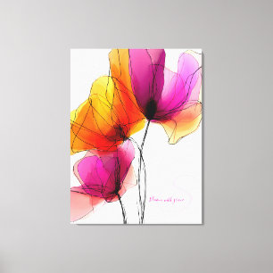 Elegante abstrakte Aquarell-Blumenkunst Leinwanddruck