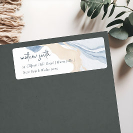 Elegante Abstrakte Blue Beige Coastal Beach Adress