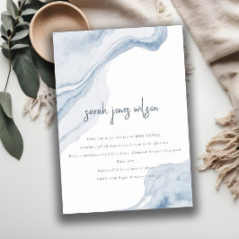 Elegante Abstrakte Blue Coastal Beach Baby Dusche Einladung