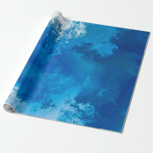 Elegante Abstrakte Blue Ocean Waves Akryllische Ku Geschenkpapier