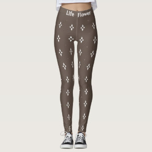 Elegante Abstrakte Blume auf Braun Leggings