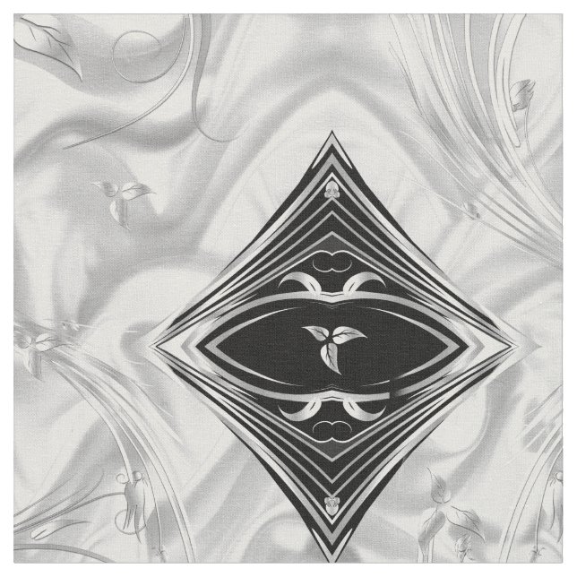 Elegante abstrakte Blume aus Weiß/Silber Stoff (Nahaufnahme)