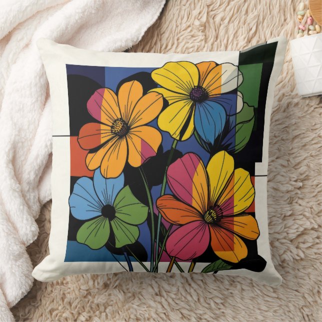 Elegante abstrakte Blumen Kissen (Decke)