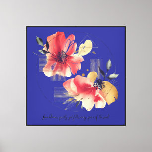 Elegante abstrakte Blumenkunst mit goldenen Akzent Leinwanddruck