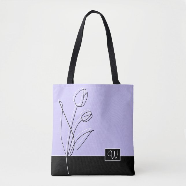 Elegante Abstrakte Blumenlinie Art Monogramm (Vorderseite)