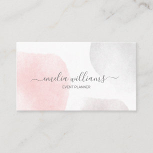 Elegante Abstrakte Blush Pink Wasserfarbensignatur Visitenkarte