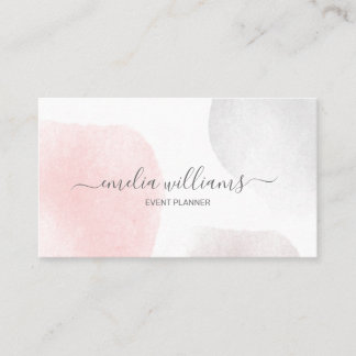 Elegante Abstrakte Blush Pink Wasserfarbensignatur Visitenkarte