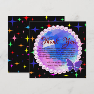 Elegante Abstrakte Flieder Perlen Hochzeit Jubiläu Dankeskarte