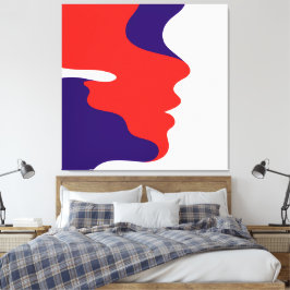 Elegante Abstrakte Flower Red & Lila Faces Art Leinwanddruck