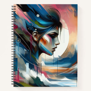 Elegante abstrakte Frauen mit Spiralheft Notizbuch