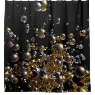 Elegante Abstrakte Geometrie Explosion - Gold und Duschvorhang