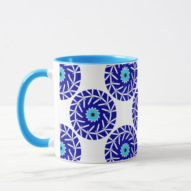Elegante, Abstrakte geometrische blaue Böse Augen  Tasse (Links)