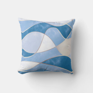 Elegante Abstrakte Goldwaves & Blue Marble Grunge Kissen