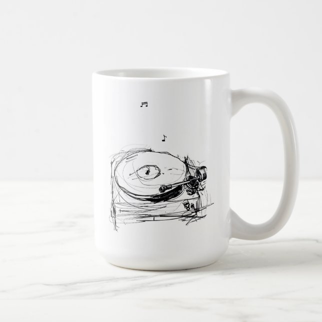Elegante Abstrakte Gramophone Sketch Kaffeetasse (Rechts)