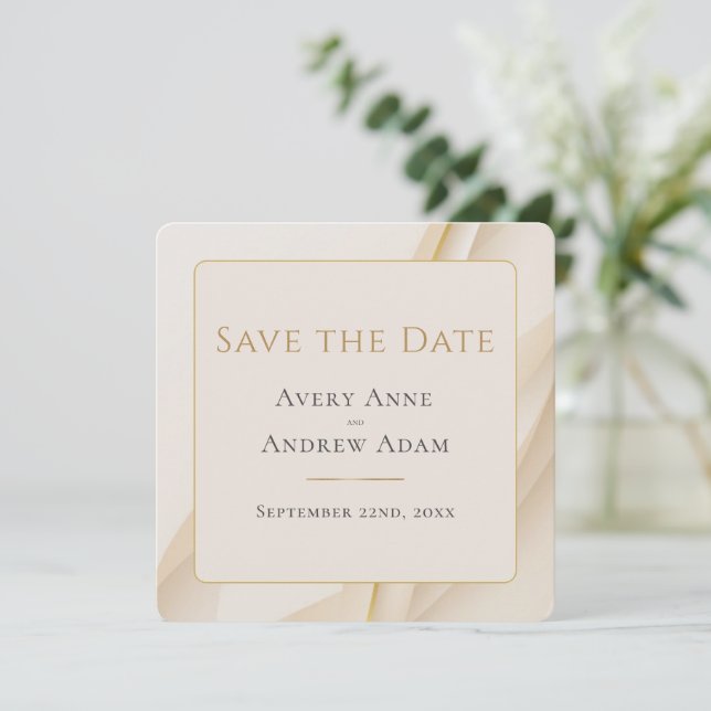Elegante Abstrakte Hochzeit rettet das Datum Save The Date (Stehend Vorderseite)
