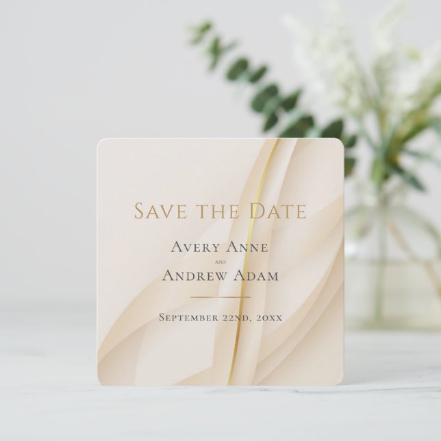 Elegante Abstrakte Hochzeit rettet das Datum Save The Date (Stehend Vorderseite)
