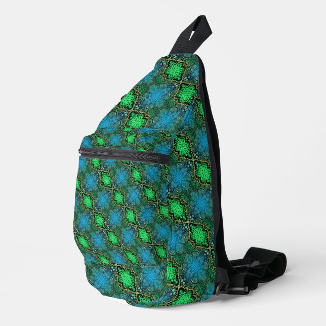 Elegante Abstrakte Kunst Neuvau Grüne Rotation Var Crossbody Bag (Rechte Ecke)