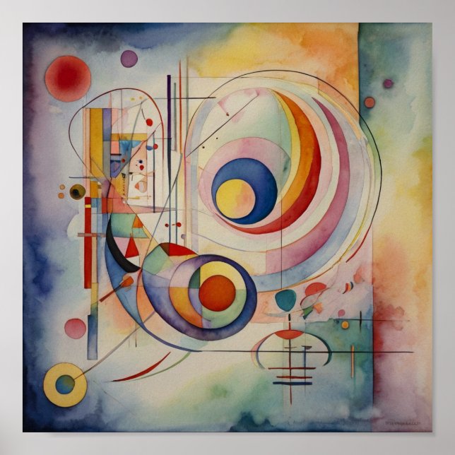 Elegante abstrakte Kunst Wasserfarbenposter Poster (Vorne)