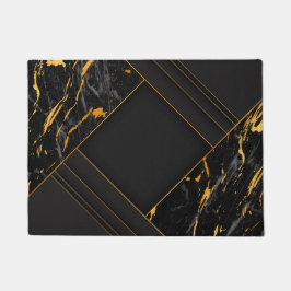 Elegante Abstrakte Line Art auf schwarzem Hintergr Fußmatte