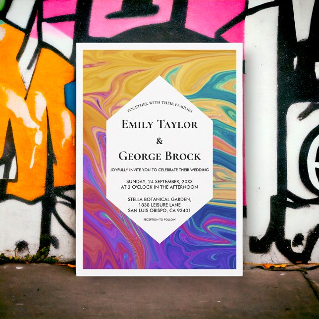 Elegante Abstrakte Malerei Moderne Hochzeit Einladung (Von Creator hochgeladen)