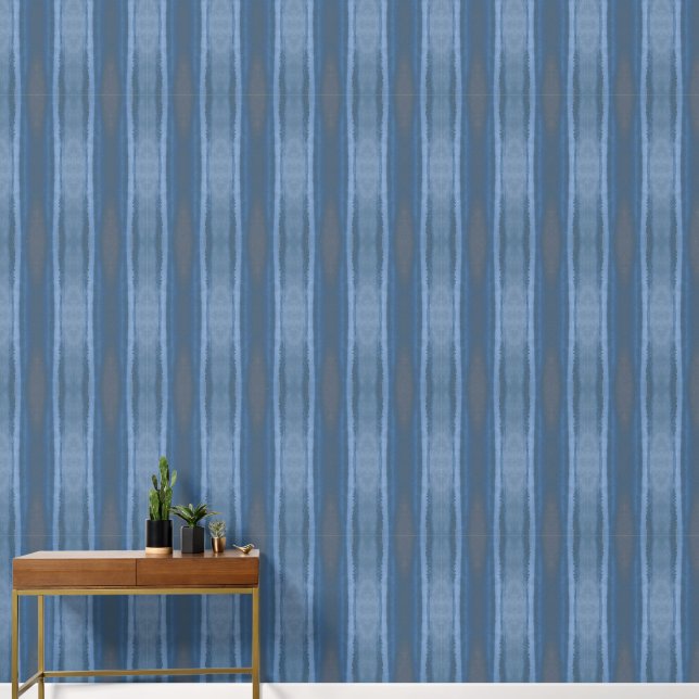 Elegante Abstrakte, moderne blaue vertikale Streif Tapete (Korridor)