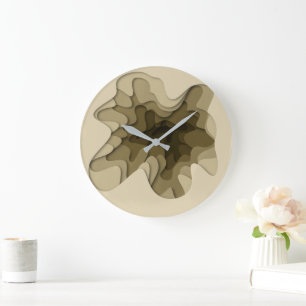 Elegante Abstrakte Ombre Brown Layers Wall Clock Große Wanduhr