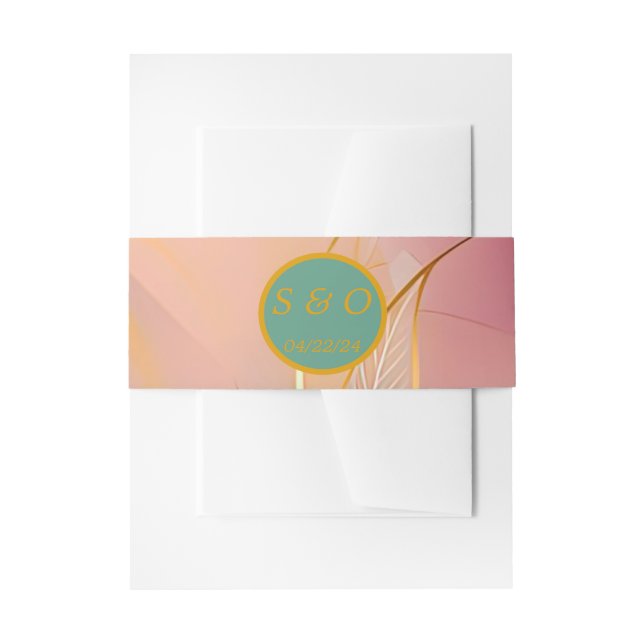 Elegante Abstrakte Pastellrosa und Hochzeit am Mee Einladungsbanderole (Vorderseite Beispiel)