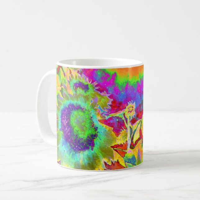 Elegante abstrakte Retrosonnenfelder Kaffeetasse (Vorderseite Links)