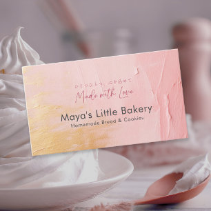 Elegante abstrakte rosa-goldene Bäckerei Visitenkarte