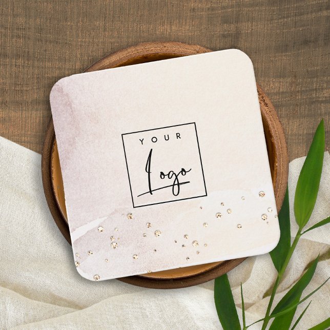 Elegante Abstrakte Rose Gold Lila Wasserfarben-Log Quadratische Visitenkarte (Von Creator hochgeladen)