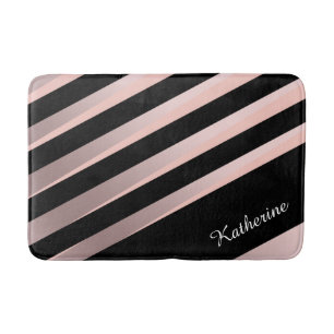 Elegante, abstrakte Rose Gold, Schwarz & Rosa Badematte