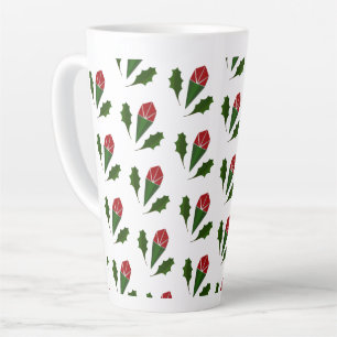 Elegante Abstrakte Rote Rosen & Blätter Blumenmust Milchtasse