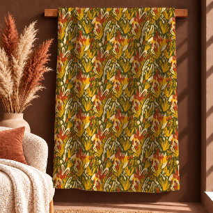Elegante Abstrakte Senf-Salbei-Botanische Decke Sherpadecke