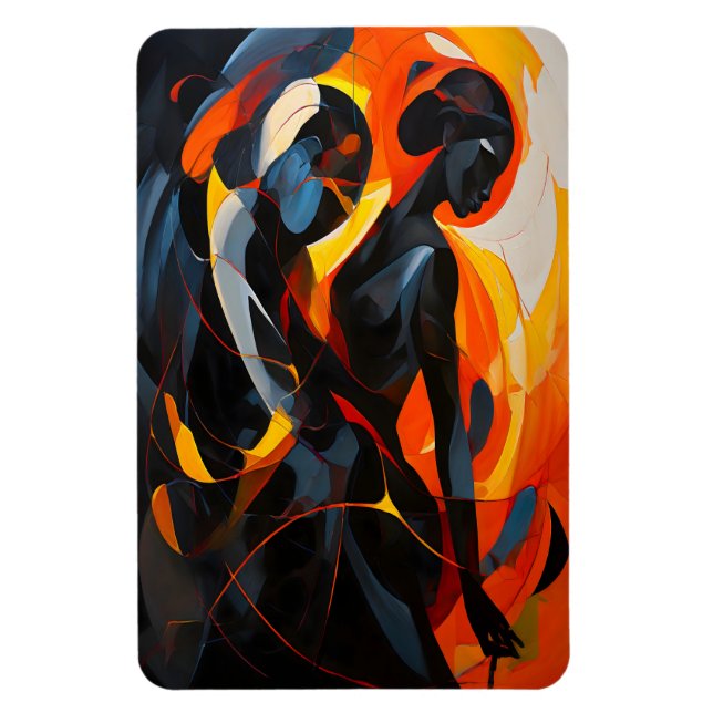 Elegante Abstrakte Silhouette im Fiery Tones Magnet (Vertikal)