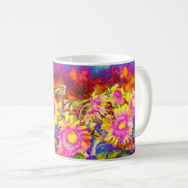 Elegante abstrakte Sonnenblumenfelder Kaffeetasse (VorderseiteRechts)