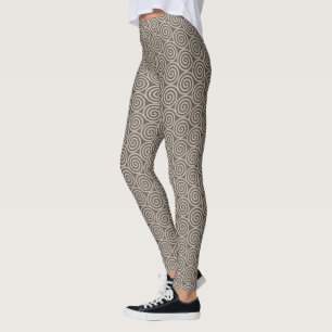 Elegante Abstrakte Spiralkreise auf braun Leggings